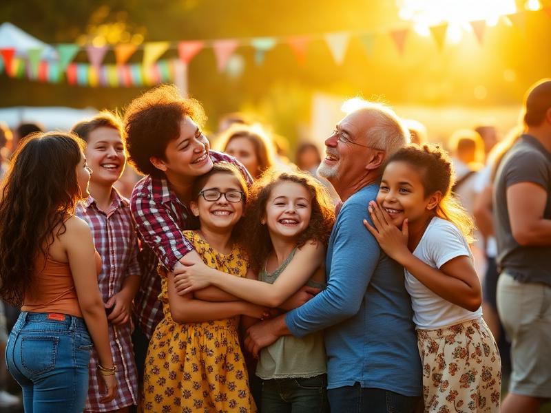 Familias celebrando juntas en un festival inclusivo
